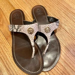 Tory Burch snake-print leather thong sandal